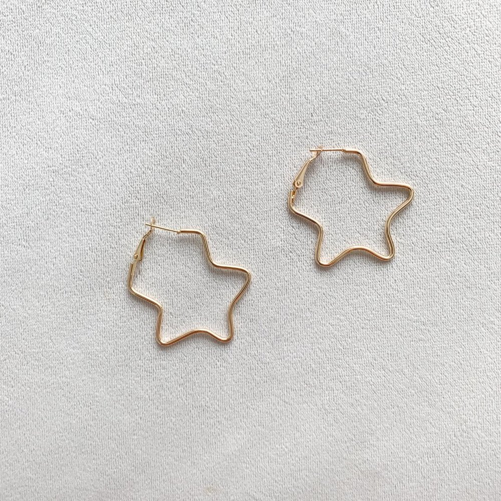 Medium Golden Star Hoop Earrings